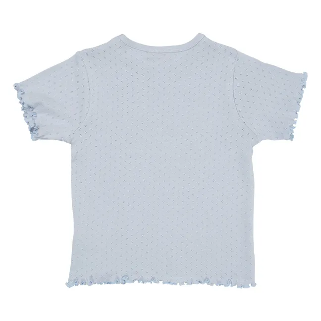 Maglietta in cotone organico Pointelle | Azzurro fiordaliso