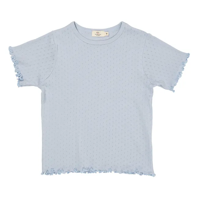 Maglietta in cotone organico Pointelle | Azzurro fiordaliso
