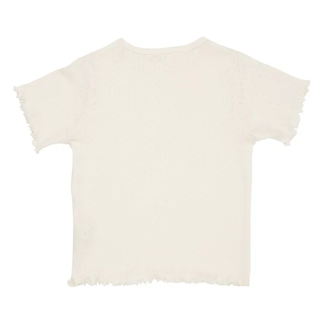 Maglietta in cotone organico Pointelle | Ecru