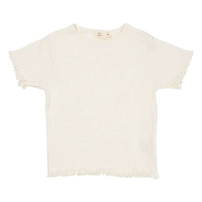 Maglietta in cotone organico Pointelle | Ecru