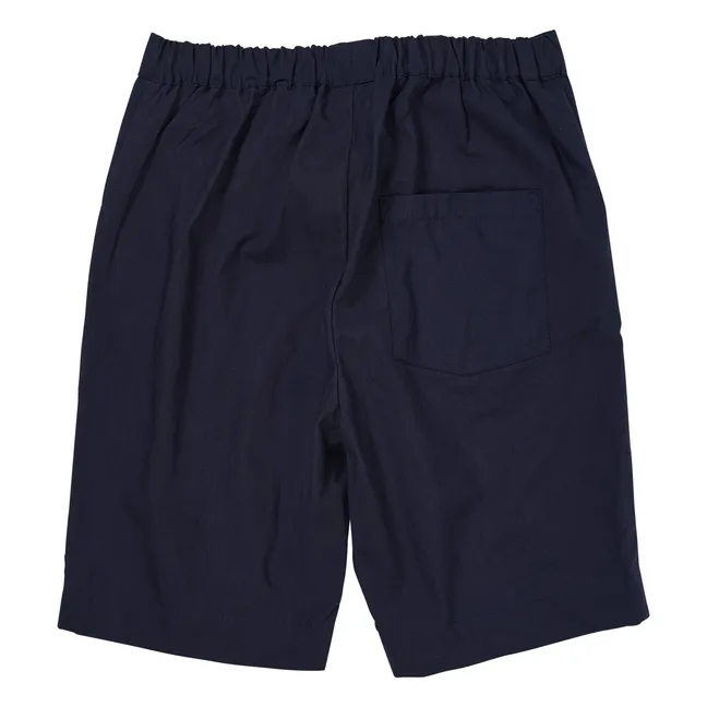 Organic Cotton Poplin Drawstring Shorts | Navy blue