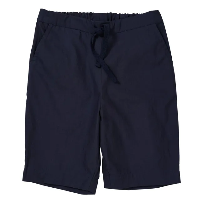 Organic Cotton Poplin Drawstring Shorts | Navy blue