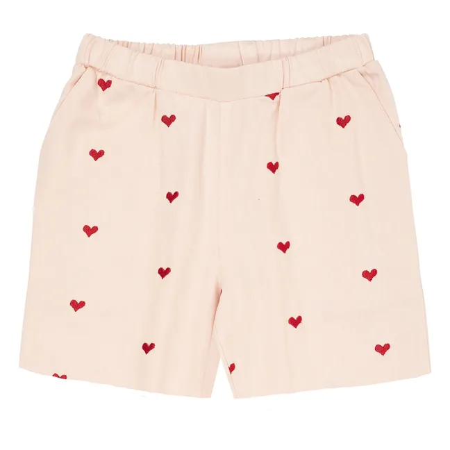 Pantaloncini con cuori in cotone biologico | Rosa Pallido