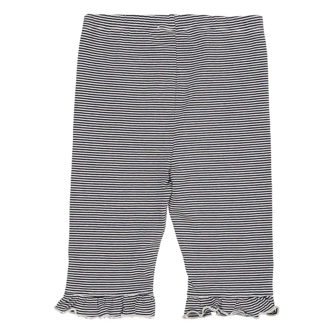 Legging Kurz Gestreift Bio-Baumwolle | Navy
