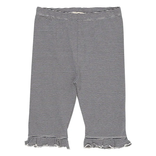Legging Kurz Gestreift Bio-Baumwolle | Navy