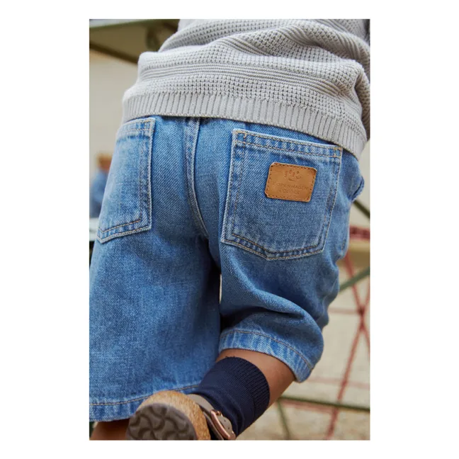 Wide Jeans Organic Cotton Bermuda Shorts | Denim blue