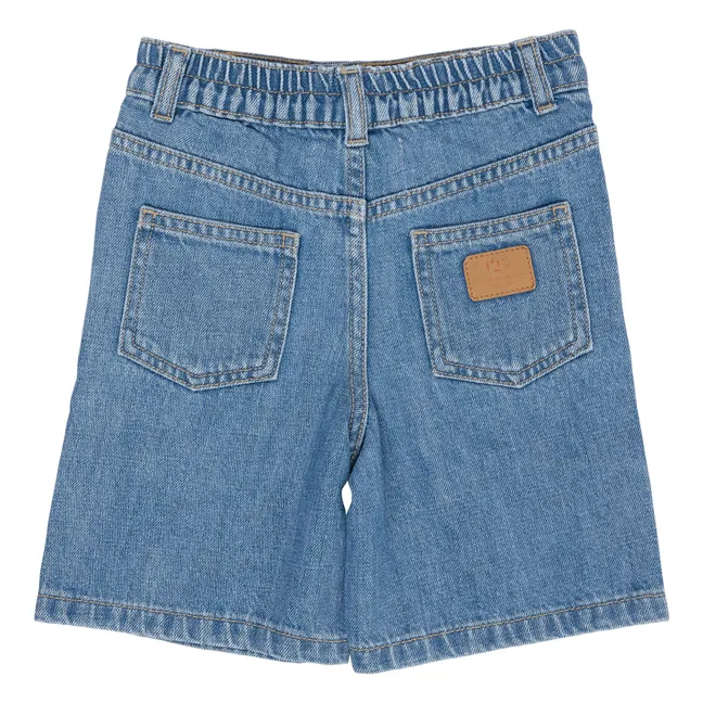 Wide Jeans Organic Cotton Bermuda Shorts | Denim blue