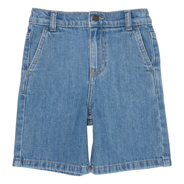 Wide Jeans Organic Cotton Bermuda Shorts | Denim blue