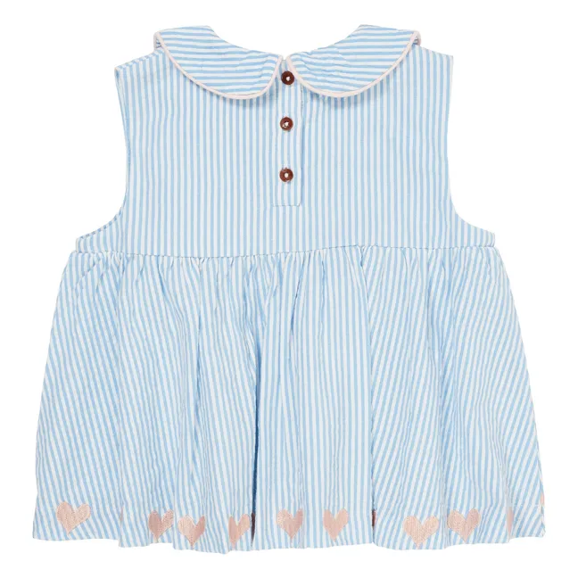 Top Rayures Coton Bio | Bleu ciel