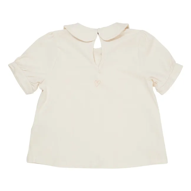 Bluse mit Claudine-Kragen aus Bio-Baumwolle | Cremefarben
