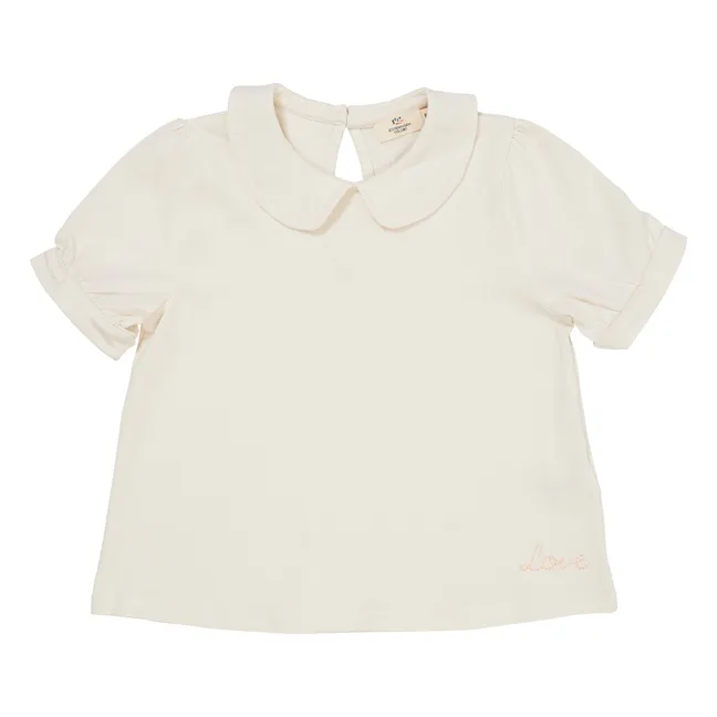 Bluse mit Claudine-Kragen aus Bio-Baumwolle | Cremefarben