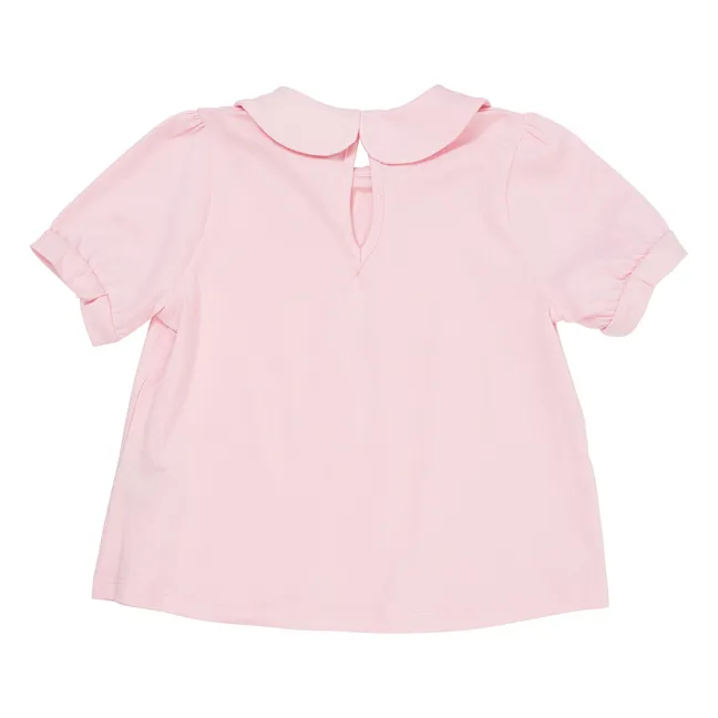 Bluse mit Claudine-Kragen aus Bio-Baumwolle | Blassrosa