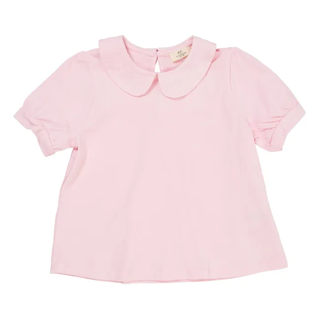 Bluse mit Claudine-Kragen aus Bio-Baumwolle | Blassrosa