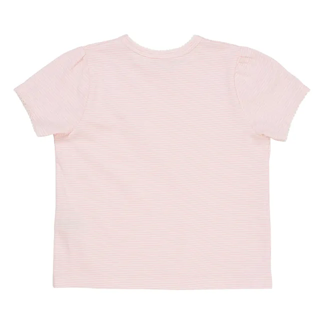 Gestreiftes T-Shirt aus Bio-Baumwolle | Blassrosa