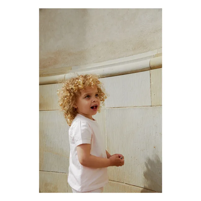 T-shirt a righe in cotone biologico | Rosa Pallido