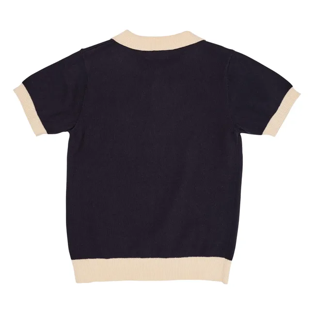 Polo a maglia fine con ricamo | Blu marino