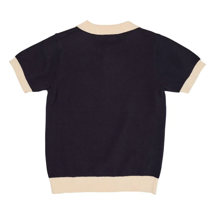 Polo de punto fino bordado | Azul Marino- Imagen del producto n°2