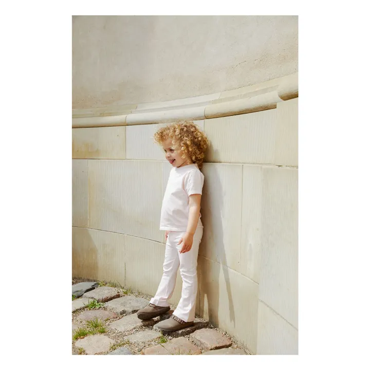 Pantalon Flare Rayures Coton Bio | Rose pâle- Image produit n°1