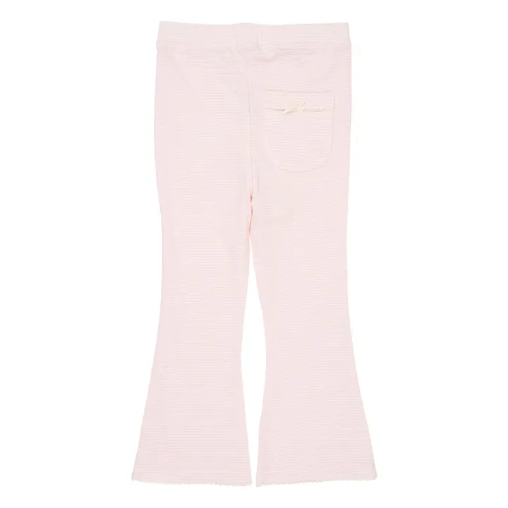 Pantalon Flare Rayures Coton Bio | Rose pâle- Image produit n°2