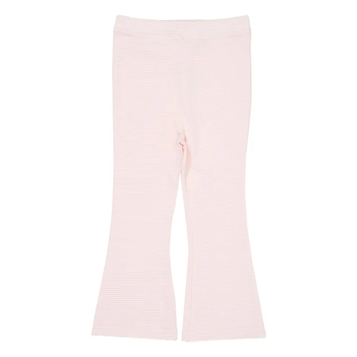 Pantalon Flare Rayures Coton Bio | Rose pâle- Image produit n°0