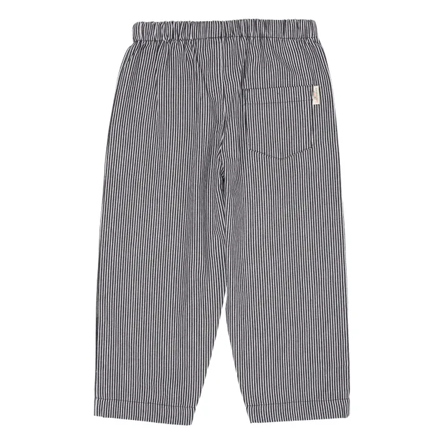 Pantalon Rayures Coton Bio | Bleu marine