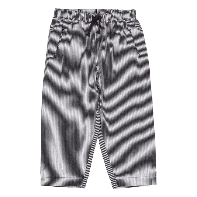 Pantalon Rayures Coton Bio | Bleu marine