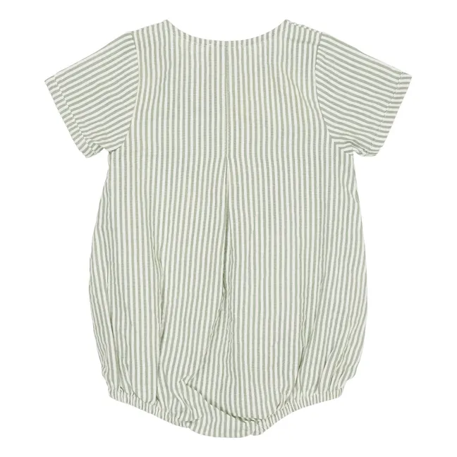 Tutina a righe in cotone biologico | Verde mandorla