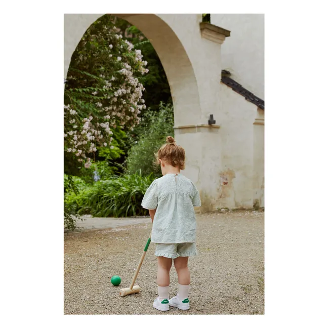 Blusa de rayas de algodón ecológico | Verde Almendra