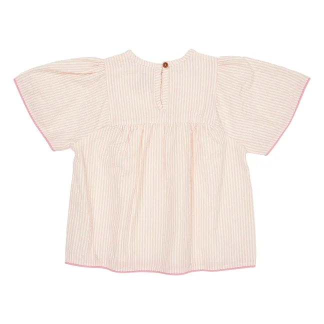 Blouse Rayures Coton Bio | Rose pâle