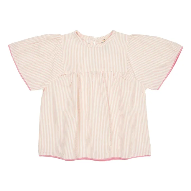 Blouse Rayures Coton Bio | Rose pâle