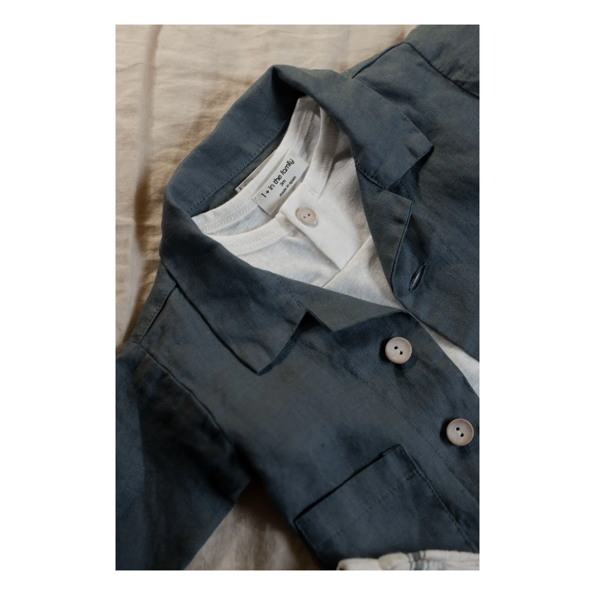 1+ In The Family Petrol Blue Eneko Linen Shirt