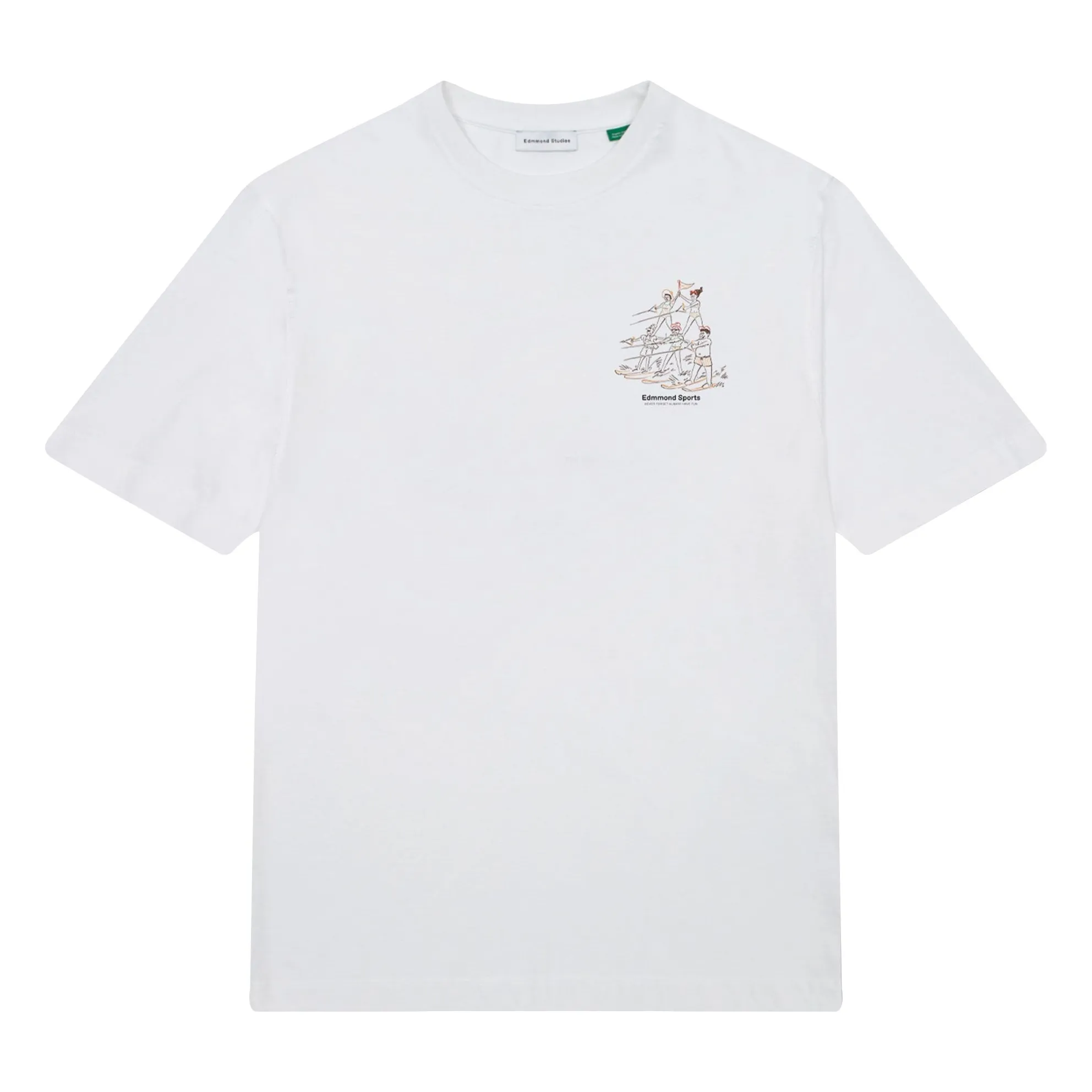 Edmmond Studios White Acrobatics Water Skiing T-Shirt Organic Cotton
