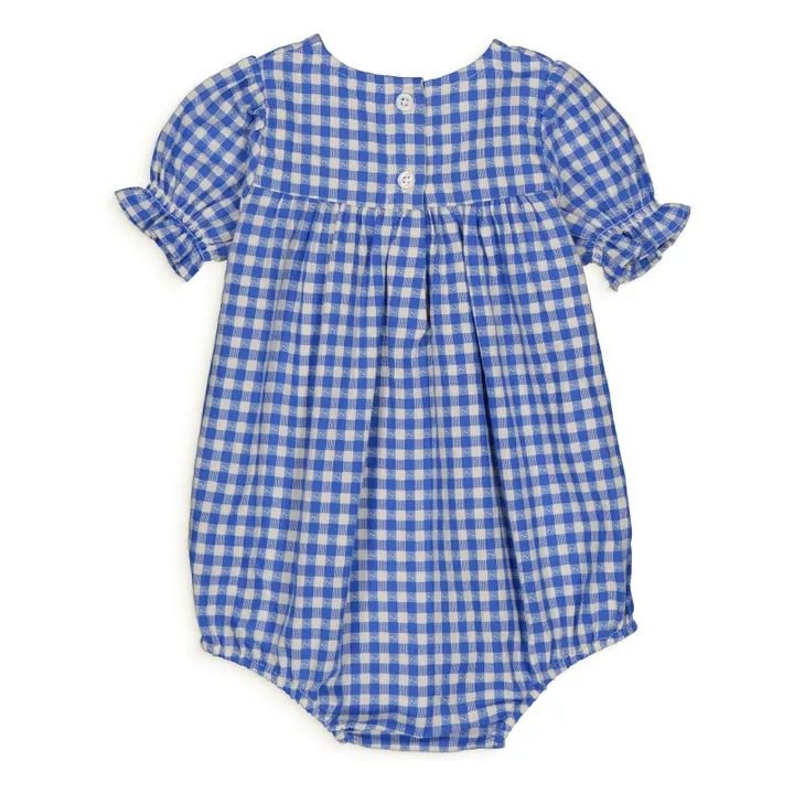 Barboteuse Lucette Vichy | Bleu- Image produit n°1