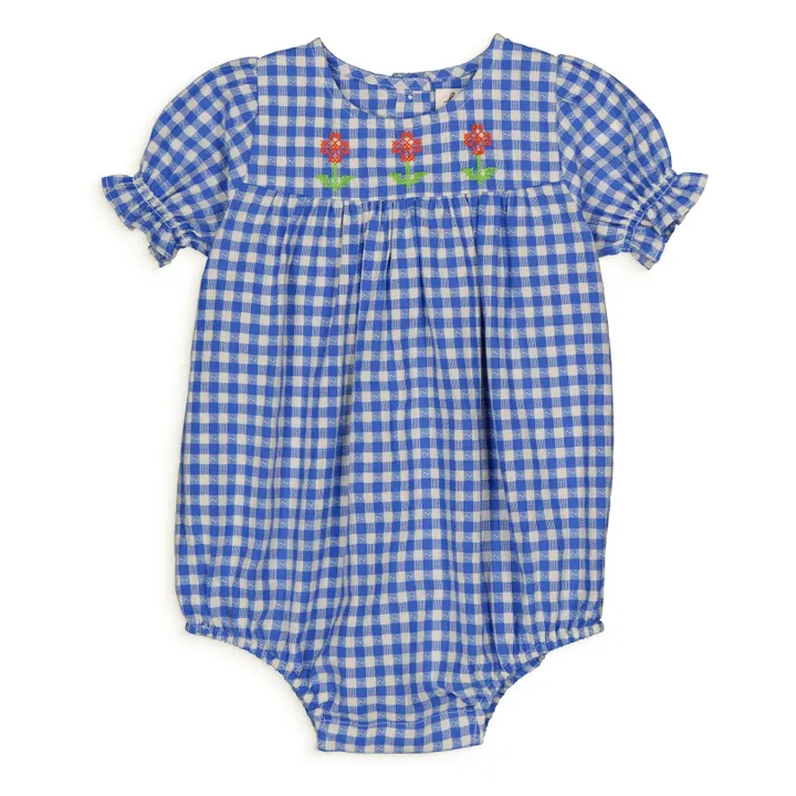 Barboteuse Lucette Vichy | Bleu- Image produit n°0