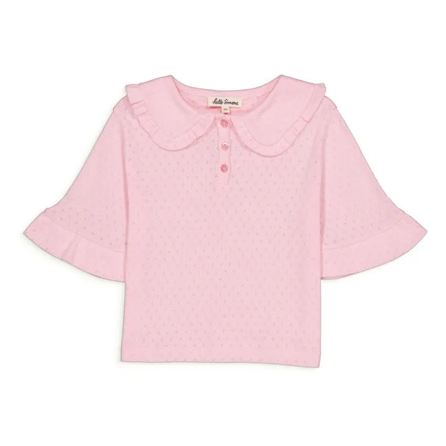 Lola Pointelle organic cotton blouse | Pink
