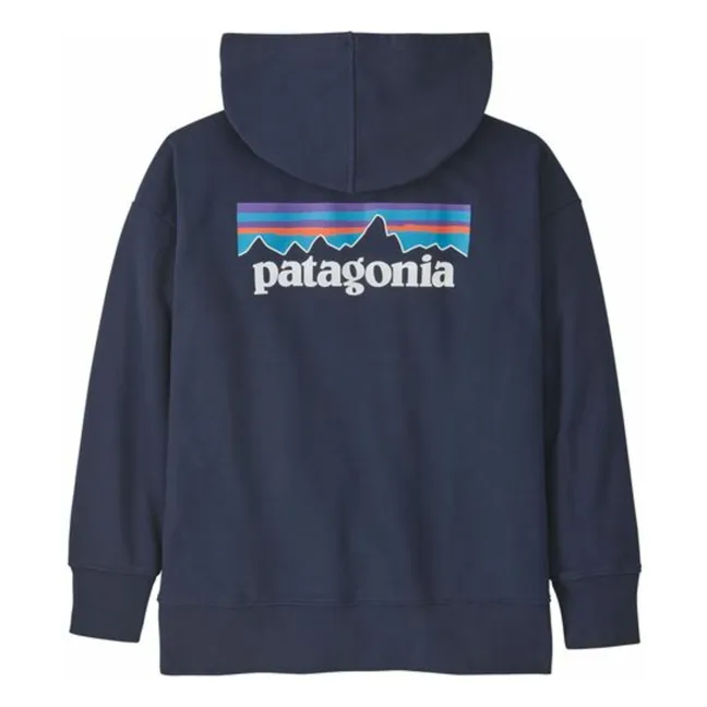 Felpa con cappuccio in cotone organico con logo | Blu marino