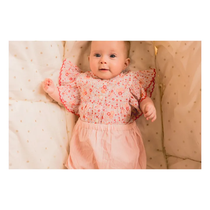 Blouse Jasmin Fleurie Lurex | Rose pâle- Image produit n°0