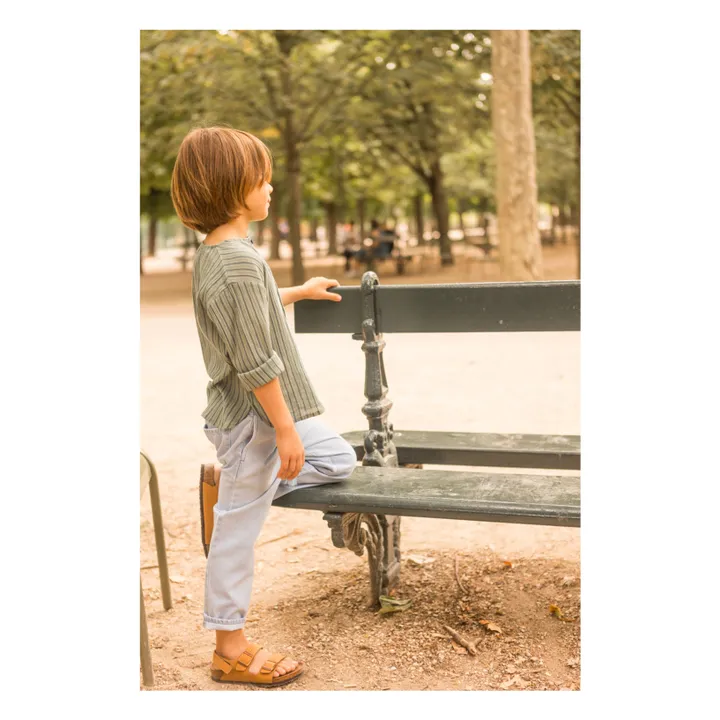 Chemise Oncle Rayures | Vert kaki- Image produit n°5