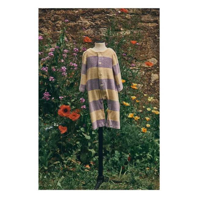 Pyjama Meleze Frottee gestreift | Lavendel