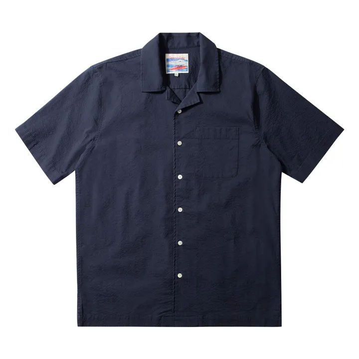 Seersucker shirt | Navy blue- Product image n°0