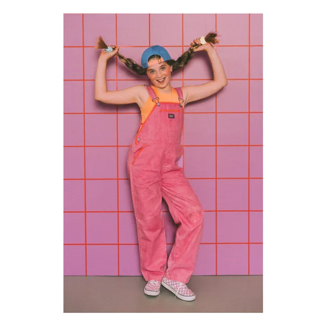 Heart dungarees | Fluorescent pink