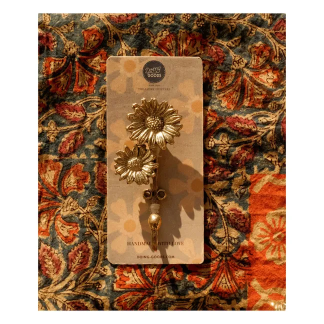 Patère Breezy Double Daisy | Laiton