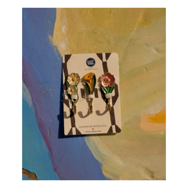 Posy coat hooks - Set of 3 | Brass