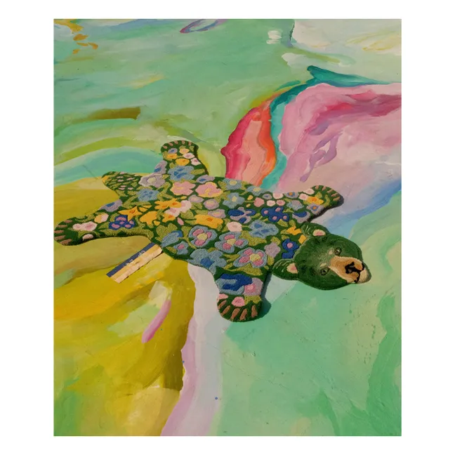 Tapis ours en laine Josie Jardin | Vert