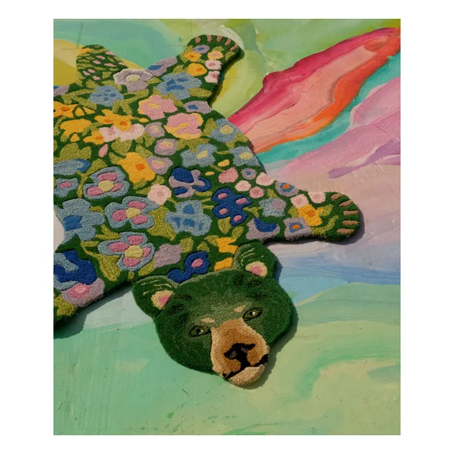 Teppich Bär aus Wolle Josie Jardin | Grün