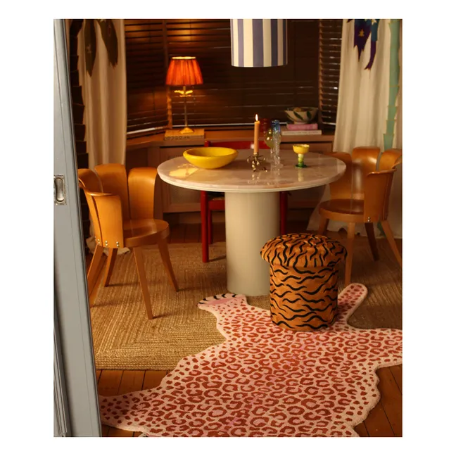 Tabouret brodé Maya Tiger | Camel
