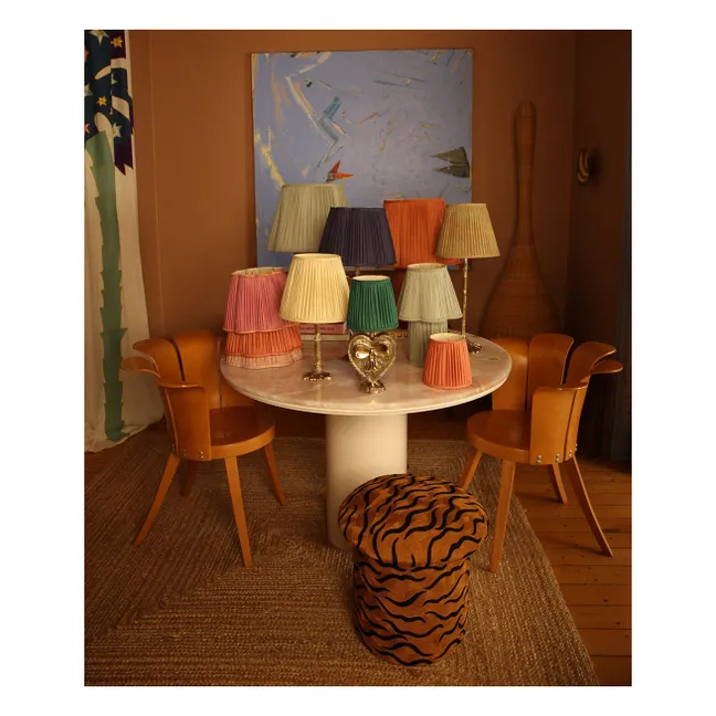 Tabouret brodé Maya Tiger | Camel