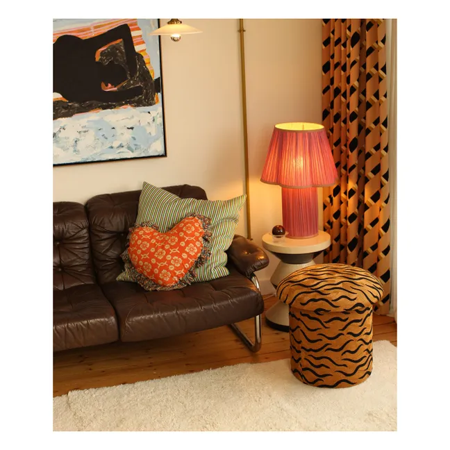 Tabouret brodé Maya Tiger | Camel
