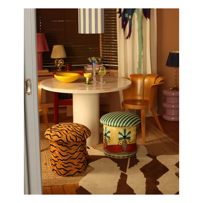 Tabouret brodé Maya Tiger | Camel