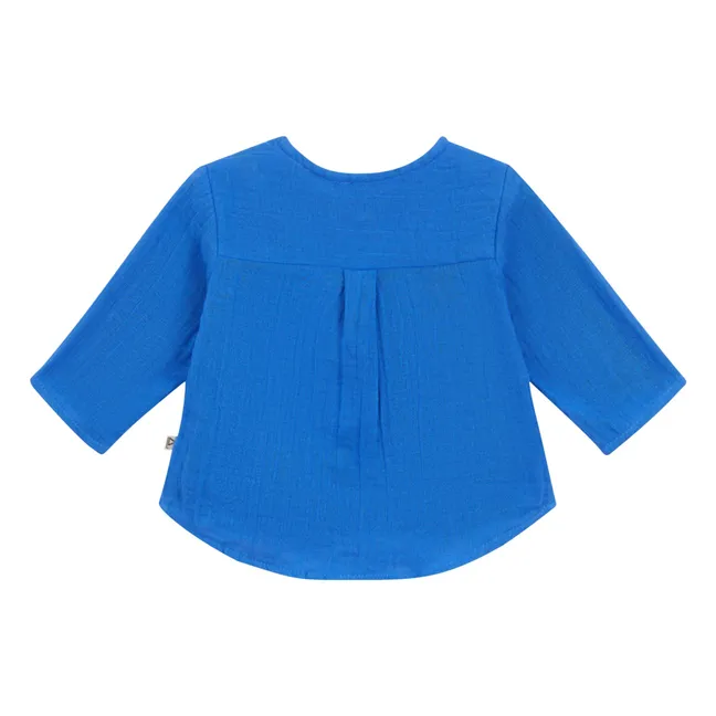 Faustus Double Cotton Gauze Shirt | Cobalt